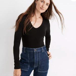Madewell V-Neck Full-Coverage Bodysuit - Size Medium